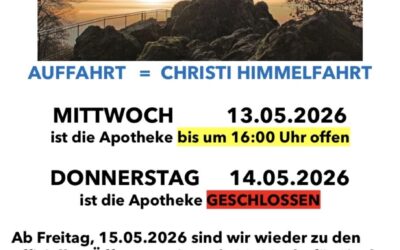 Auffahrt = Christi Himmelfahrt  Do 14.05.2026 GESCHLOSSEN