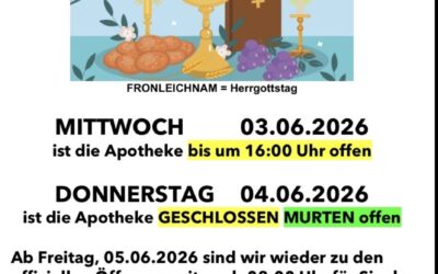 ÄNDERUNG ÖFFNUNGSZEITEN MITWOCH UND DONNERSTAG